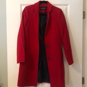 Red Stradivarius Two Button Car Coat, Small